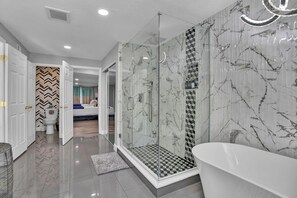 Shower, hair dryer, towels, soap - Charming 3-bedroom home with hot pool and spa. (Clearwater)