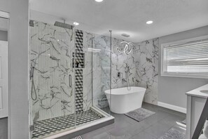 Shower, hair dryer, towels, soap - Charming 3-bedroom home with hot pool and spa. (Clearwater)