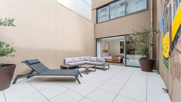 Studio (Studio with Terrace) | Individually decorated, laptop workspace, iron/ironing board, free WiFi