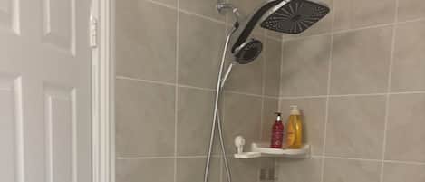 Bidet, towels, soap, toilet paper