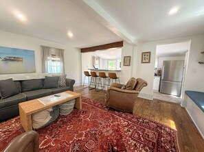 TV, fireplace - Shell Yeah! Cape Charles Family-Friendly Retreat Walkable to Town & Beach (Cape Charles)