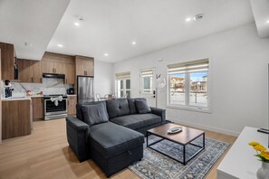 Smart TV - Waterfront 1BR Suite | Private & Modern | Queen Bed (Airdrie)