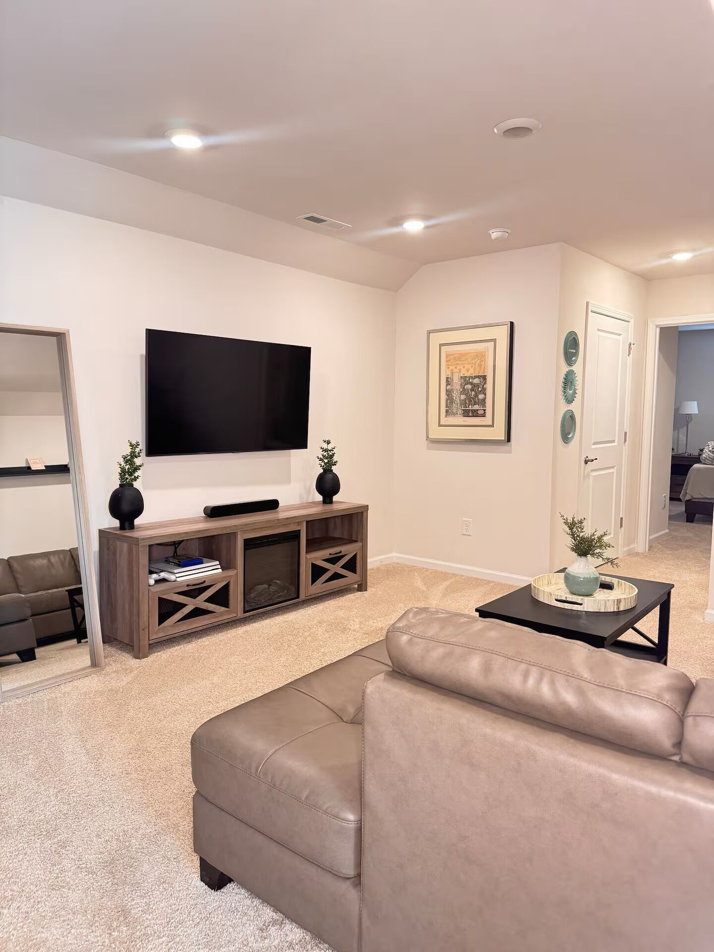 TV, fireplace