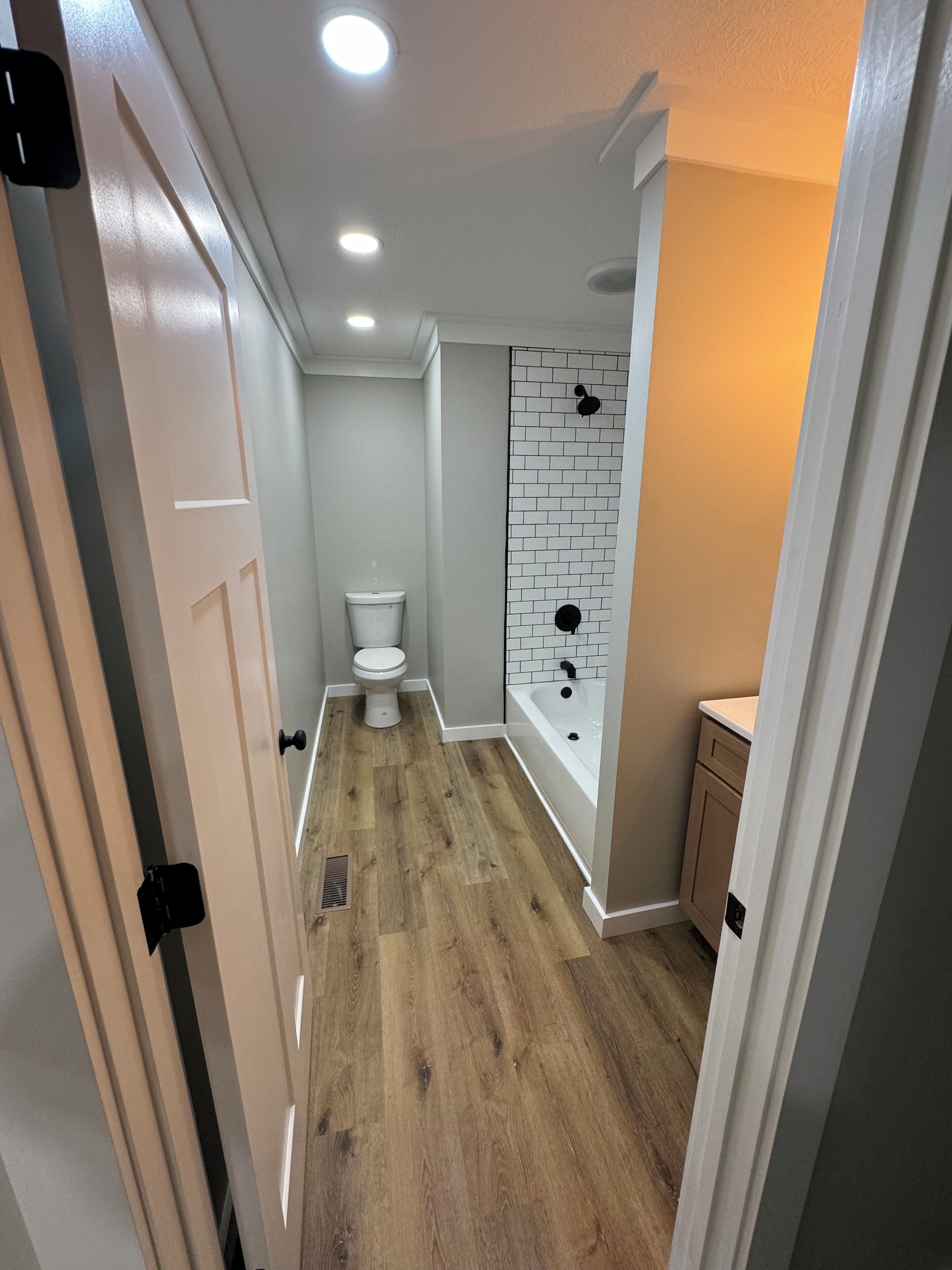 Hair dryer, towels, toilet paper