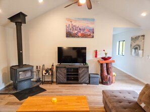 Smart-TV, Kamin, Tischfußball, Tischtennisplatte