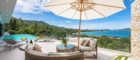 Villa de lujo, 4 habitaciones, alberca privada, vista al mar | Terraza o patio