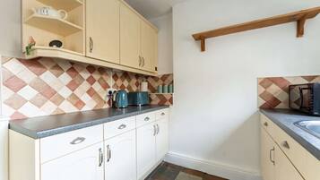 Fridge, microwave, oven, toaster