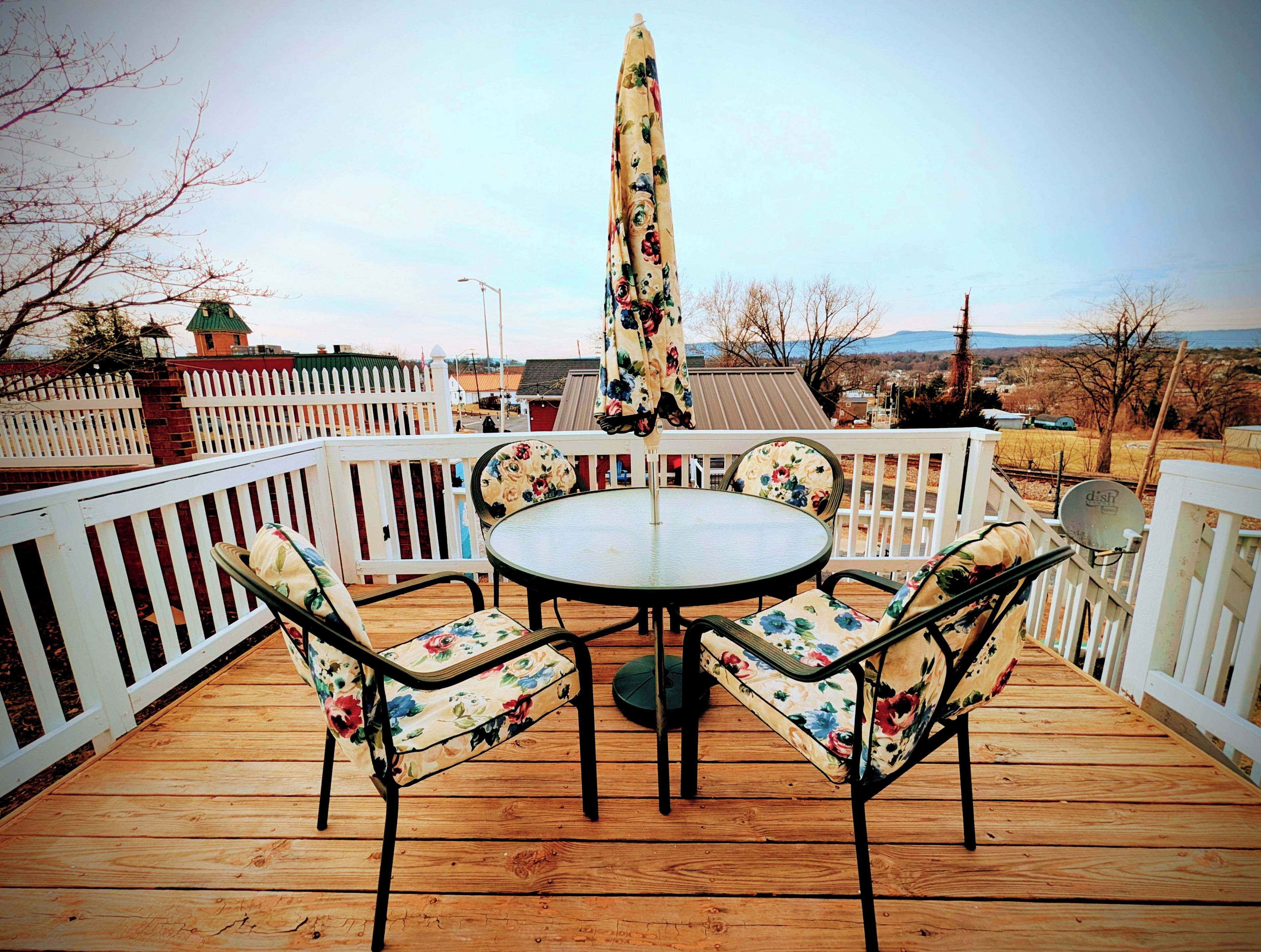 Enjoy the view from the side deck - overlooking Downtown Luray with the mountains in the distance.