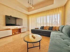 Living area - The Comfortable & Design Apt with pools and beach access in Taghazout Bay (Tamraght)