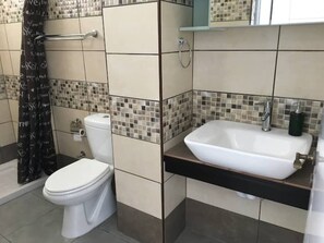 Shower, hair dryer, towels, soap - Studio with sea view (Pachyammos)