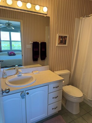 Shower, hair dryer, towels, soap - Little Cayman Time - CC 18 - Beachfront 2-bedroom Condo w/ 2 pools and Jacuzzi (Blossom Village)