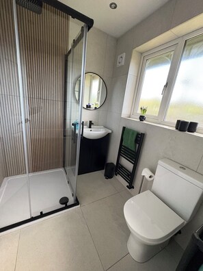 Dusche, Handtücher, Seife, Toilettenpapier