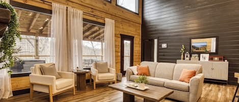 Smart TV, fireplace, stereo