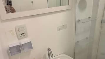 Hair dryer, towels, toilet paper