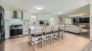 Private kitchen - The Palm Hideaway Oasis with Pool + Hot Tub + Fire pit & Outdoor kitchen! (Spicewood)