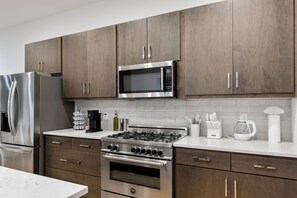 Fridge, microwave, oven, stovetop - Nordic and Japanese inspired DT Dallas home (Dallas)