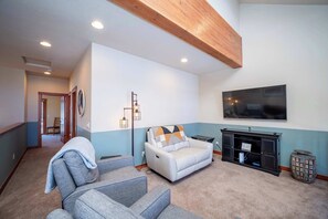 Televisio, takka, videopelejä, stereot