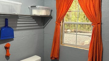 Shower, soap, toilet paper