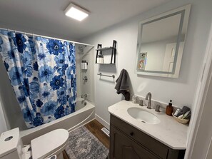 Shower, hair dryer, bidet, towels - Poconos Hideaway: Lakes & Trails by Promised Land (Palmyra Township)