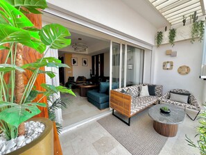 Terrace/patio - Architect Design Apt with sea views and pools access in Taghazout Bay (Tamraght)