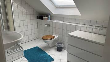 Sèche-cheveux, serviettes fournies, savon, papier toilette