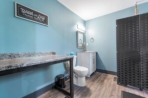 Hair dryer, towels, soap, toilet paper - Poconos - Blue Canoe Lakefront Retreat - Spa Room, Fishing Hot Tub and Fire pit. (East Stroudsburg)