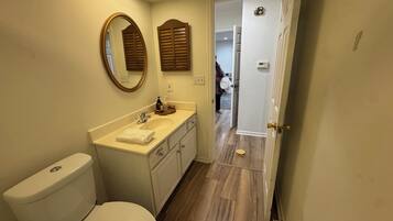 Sèche-cheveux, serviettes fournies, savon, papier toilette