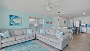 Living area - Oceanfront Holden Beach - 3BR, Private Pool, Sleeps 10 (Holden Beach)