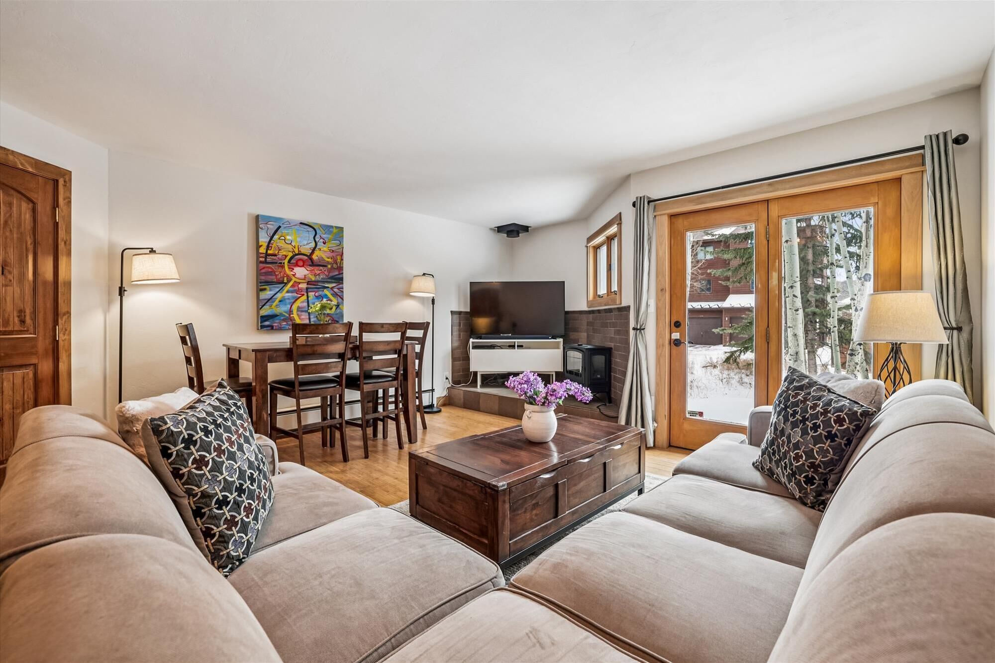 Televisio, takka, kirjoja