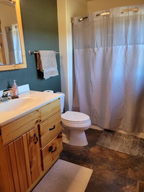Shower, hair dryer, towels, soap - Sturgis Rally Rental - Spacious 4-bedroom house with AC in marvelous Hill City (Hill City)