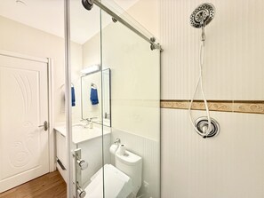 Shower, hair dryer - Private Guest Suite, Two Parking Spaces (Maple Ridge)