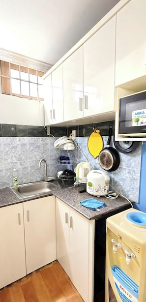 Apartment, Balcony, City View | Private kitchen | Fridge - Lunaria Maison Japan Town Kitchen Suite (Ho Chi Minh)