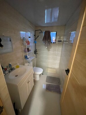 Bruser, hårtørrer, bidet, håndklæder