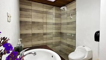 Dusj, hårføner, håndklær og såpe