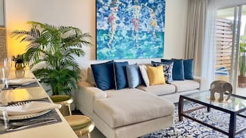 Apartment, Patio, Sea View | Living area