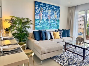 Apartment, Patio, Sea View | Living area - Hillside 2BR Seaview Pool Gym C258 (Koh Samui)
