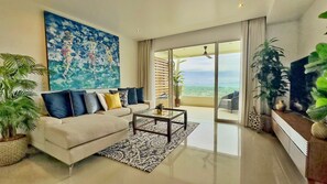 Living area - Hillside 2BR Seaview Pool Gym C258 (Koh Samui)
