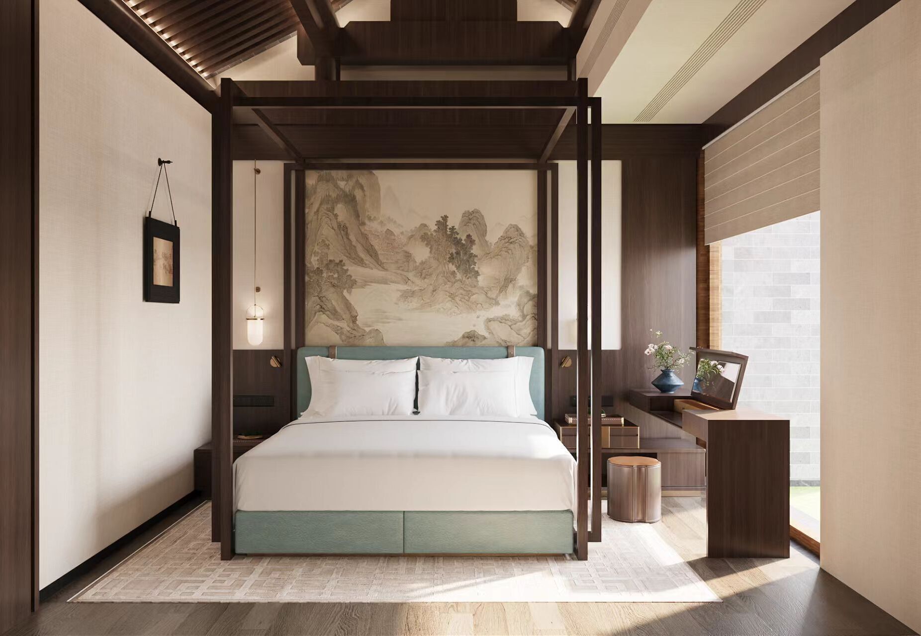 Suite monolocale Comfort, lanai, vista cortile | Biancheria da letto di alta qualità, copriletto in piuma