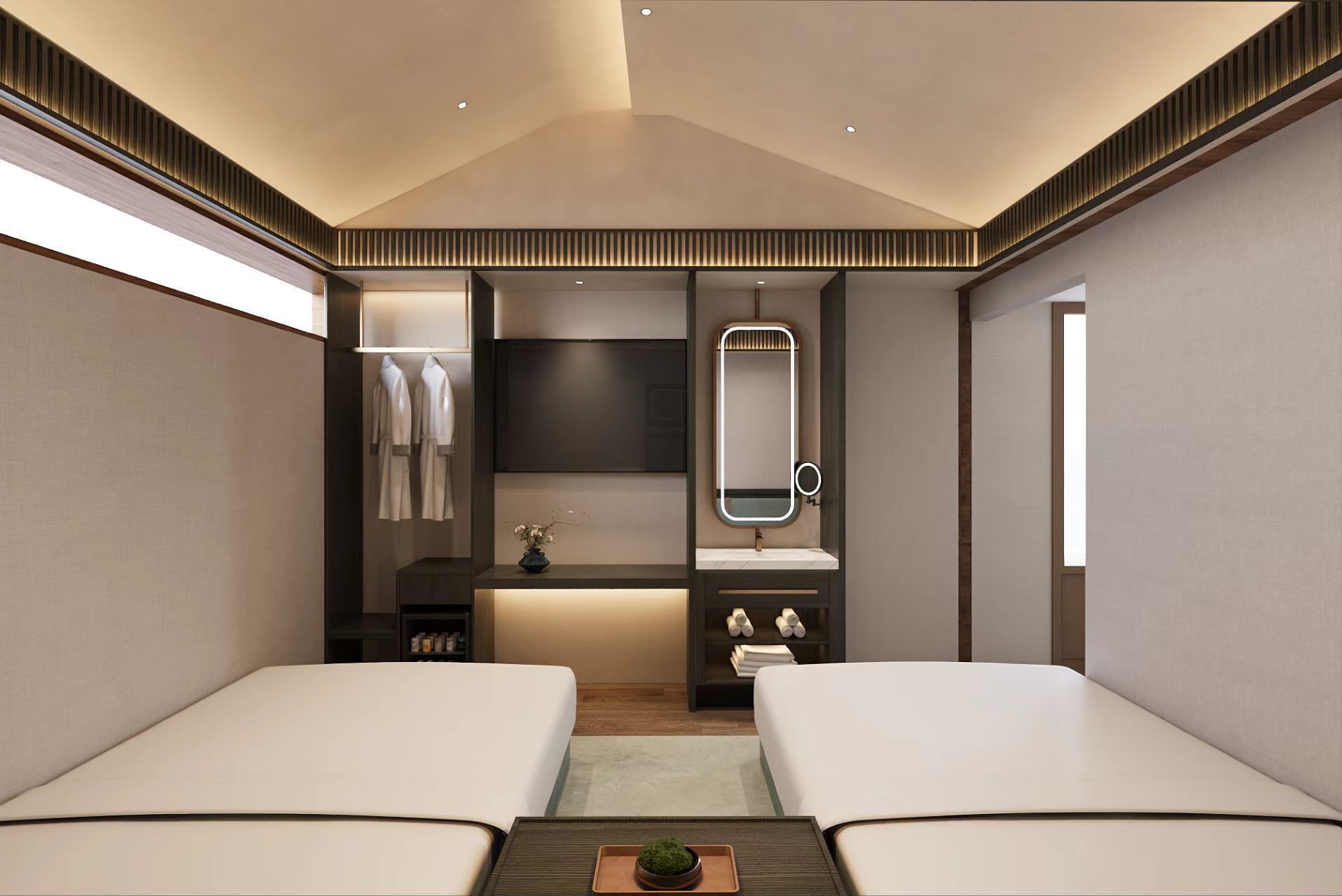 Comfort Twin kamer, veranda, uitzicht op de binnenplaats | Luxe beddengoed, donsdekens, bedden met traagschuimmatrassen