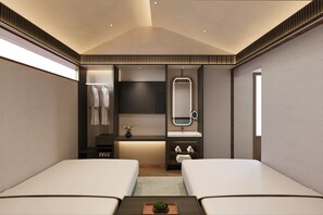 Habitación Confort con 2 camas individuales, lanai, vista al patio | Ropa de cama de alta calidad, edredón y camas con efecto memoria 