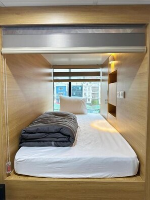 Dormitorio compartido clásico, 1 cama de matrimonio, vistas a la ciudad | Cortinas opacas y wifi gratis