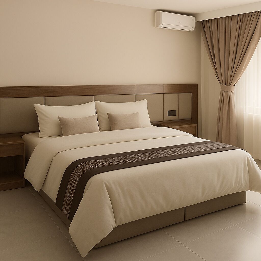 Quarto casal conforto | Escrivaninha, espaço de trabalho para notebook, Wi-Fi de cortesia