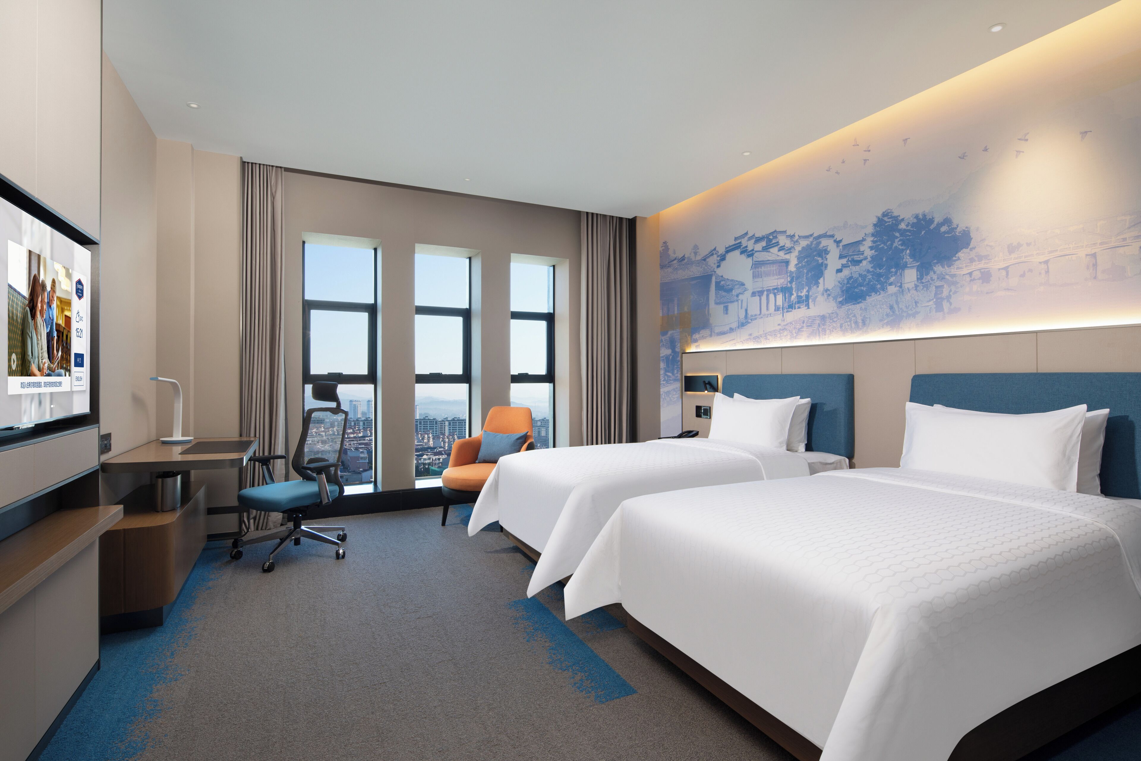 Comfort-Doppelzimmer | Schreibtisch, laptopgeeigneter Arbeitsplatz, Verdunkelungsvorhänge