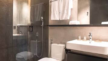 Deluxe Room | Bathroom | Shower, hair dryer, towels, soap