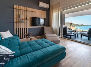 Villa (Three Bedroom Villa) | Living room | 32-inch flat-screen TV with digital channels - Charming Sunset View Villa With Outdoor Pool (Rogoznica)