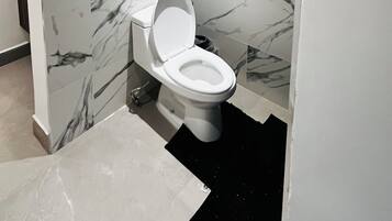 Towels, soap, toilet paper