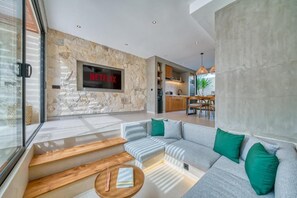 Luxury Villa, Lanai, Pool View | Living area | Flat-screen TV - Arrecife 1BR Private Pool Villa Near Melasti Beach (Ungasan)