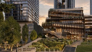 A modern building with a sign reading 'MELBOURNE SQUARE.' - Skyline Suites | Stunning City Views, Gym & Pool (Southbank)