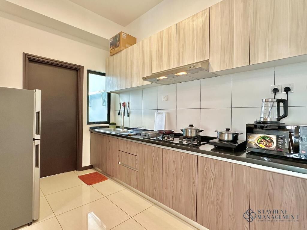 Comfort Apartment, 2 Bedrooms, Balcony, Pool View | Dapur peribadi