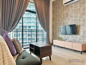Comfort Apartment, 2 Bedrooms, Balcony, Pool View | Living area - Molek Regency by Stayrene  (Johor Bahru)
